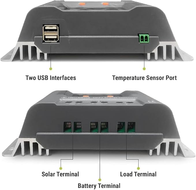 Newpowa 20W 20Watts 12Volt Mono Solar Panel Off Grid Solar Charge Kit 20 Watt 12 Volt 10BB Solar Panel+10A MPPT Charge Controller+8ft Cord for Connecting Controller to Battery Alligator Clamp