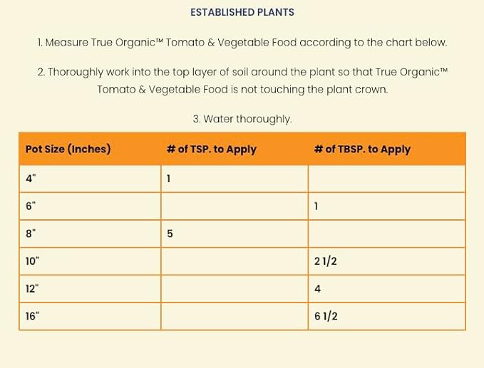True Organic Tomato & Vegetable Food – Organic Fertilizer for Superior Harvests with 6% Calcium – 25lb Bag Covers 438 sq. ft.