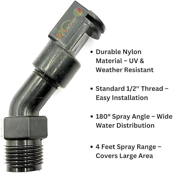 Solar Panel Cleaning Sprinkler, Nylon Material, UV Protection, Made by Nylon Material | 180 Degree | Size -1/2'' Thread | Spray Range 4 Feet Diameter | Set of 10 Pcs