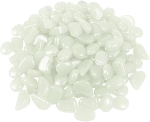 2.4Lbs 550 Pcs Glow in The Dark Stones Garden Pebbles Rocks Indoor Outdoor Decor Luminous Stone for Walkways Driveway Yard Grass Fish Tank(White in Daytime, Blue in Night)