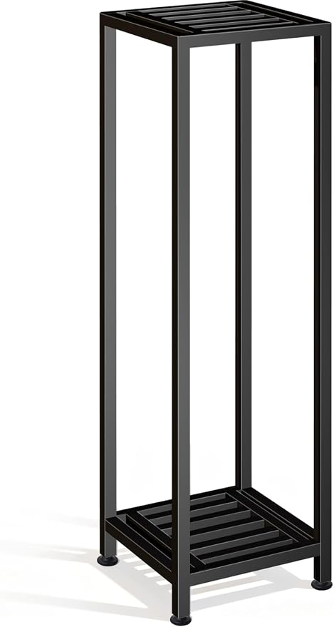 LUBORN Plant Stand Indoor Outdoor, 41'' Tall Wrought Iron Plant Stands, 2 Tier Heavy Duty Metal Pedestal Stand Decorative Flower Stand for Patio Garden Deck Living Room