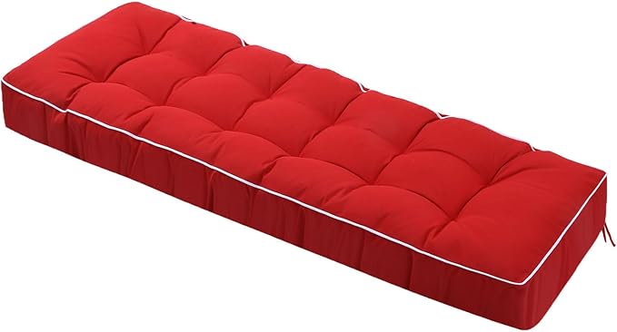 3 Seat 57 Inches Outdoor Porch Swing Cushions,Water-Resistant Tufted Patio Swing Replacement Cushions