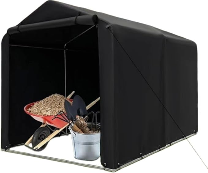 Nightcore 7×5.2×5.4Ft Portable Shed with Waterproof Cover & Roll-up Zipper Door, Outdoor Storage Shed with Steel Frame, Ground Stake & Wind Rope, Outdoor Storage Shelter Tent