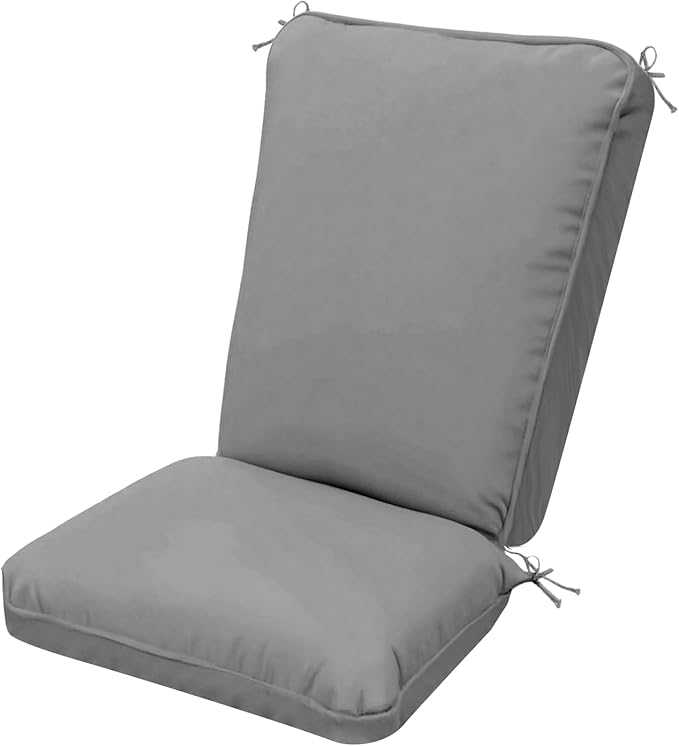 Adirondack Chair Cushions, Waterproof & Fade-Resistant Outdoor Rocking Chair Cushion Set, Removable Seat Pads with Ties for High Back Dining or Patio Chairs, Gray
