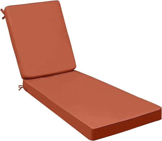 AAAAAcessories Outdoor Chaise Lounge Cushions, Fade-Resistant, Waterproof Patio Furniture Replacement Cushions, 75" x 24.5" x 3", Rust