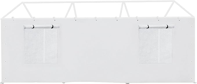 Carport Replacement Tarp Canopy, Sidewall Panel with Mesh Windows and Elastic Ball Bungees, for 10x20 FT or 12x20 FT Garage Party Tent Shelter - White, One Sidewall Panel Only