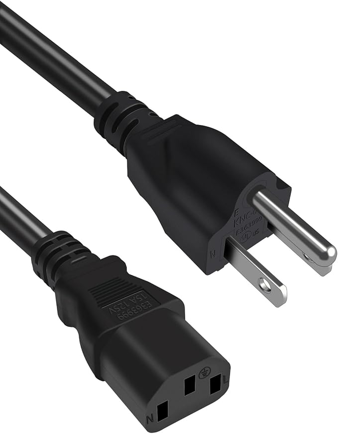 UL Listed 14AWG AC Power Cord;Heavy-Duty Power Station Charging Cable Compatible with Jackery Explorer 2000/1500/1000 Pro,Ecoflow,Bluetti etc;125V 15A Universal AC Power Cord;10ft Power Cable 3 Prong