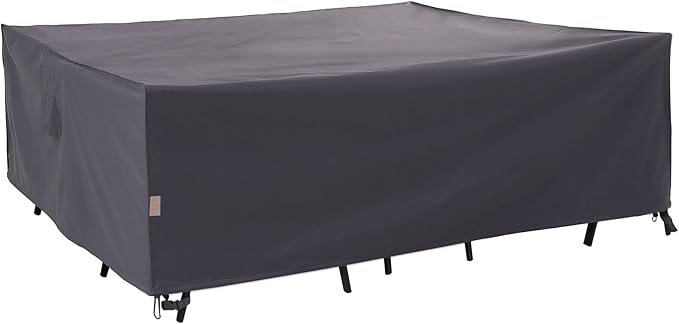 WJ-X3 Rip-Stop Patio Table Cover, Heavy-Duty Waterproof & Windproof Outdoor Furniture Cover, 102" x 78" x 31", Gray
