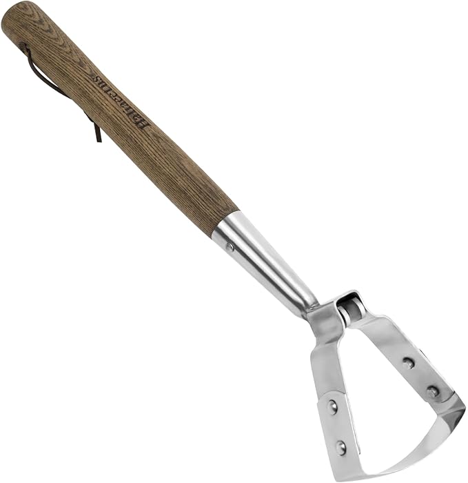 Haliaeetus Scuffle Hoe, 16.8'' Stirrup Hoe for Weeding Precisely in Raised Bed, Stainless Steel Action Hoe for Weeding in Push-Pull Motion, Hula Hoe with Compact Size for Weeding in Between Plants