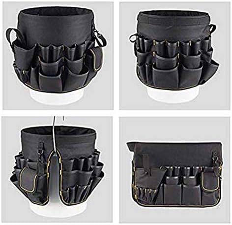 HEEPDD Bucket Tool Organizer, 56 Pockets Caddy Bag for Garden Construction, Carpenter, Electrician, Builder, Black