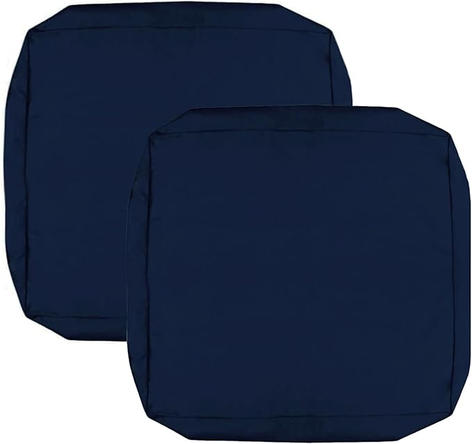 FLYMEI Patio Cushion Covers 16x16x2.5 Waterproof Outdoor Cushion Cover Replacement 2Packs Outdoor Seat Cushion Slipcover for Rattan Chair Sofa, Navy Blue