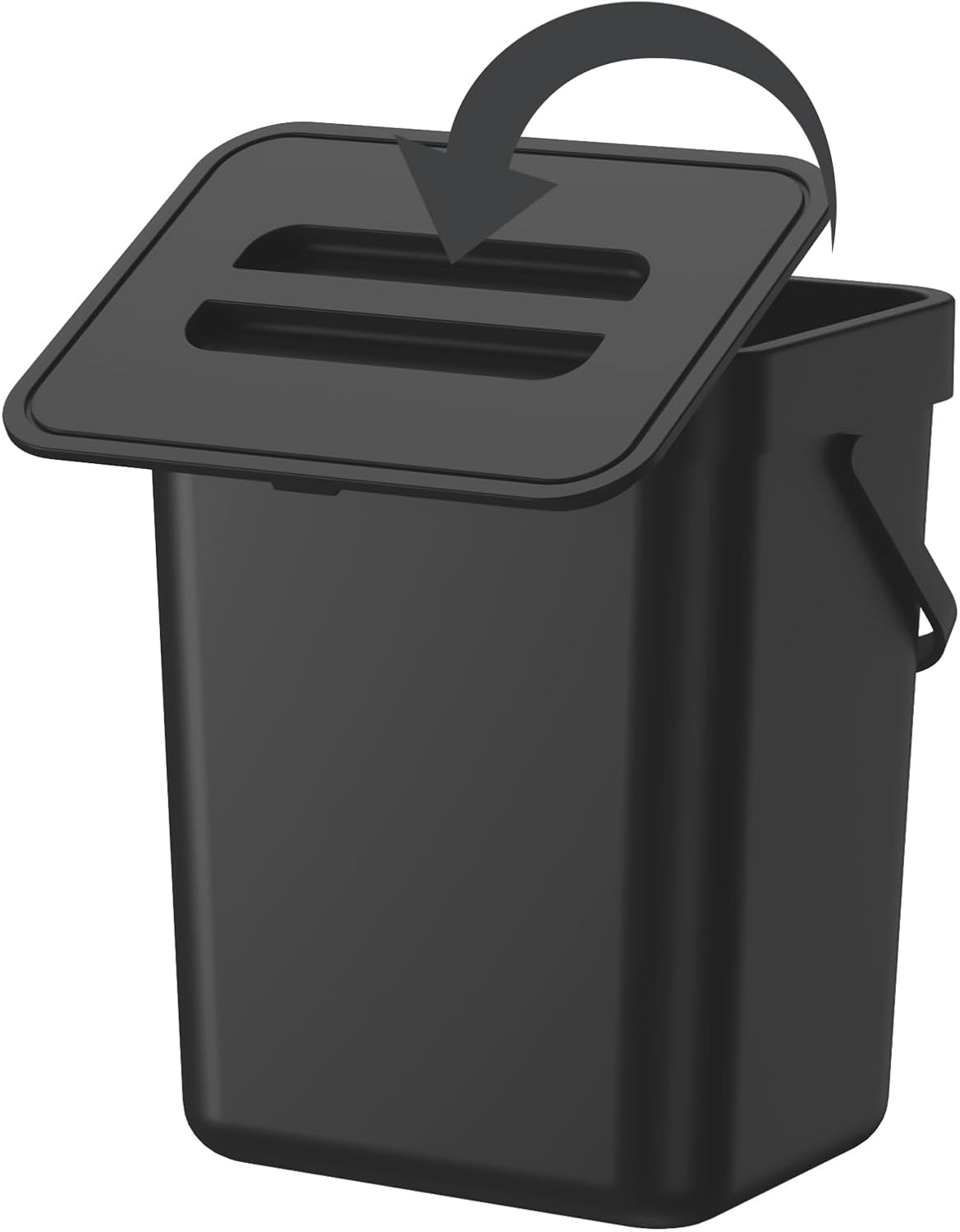 Compost Bin Kitchen, for use on Countertops or Under Sinks, Hanging Trash Can with Lid, for Cupboard/Bathroom/Bedroom/Office/Camping, Mountable Indoor Compost Bucket(Black 1.3 Gallon/5L)