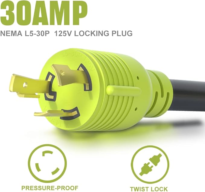 Generator Transfer Switch Adapter NEMA L5-30P Male Plug to L14-30R Female,30 Amp Generator Twist Lock 3 Prong to 4 Prong House Inlet Box,STW 10 AWG（1.5FT）