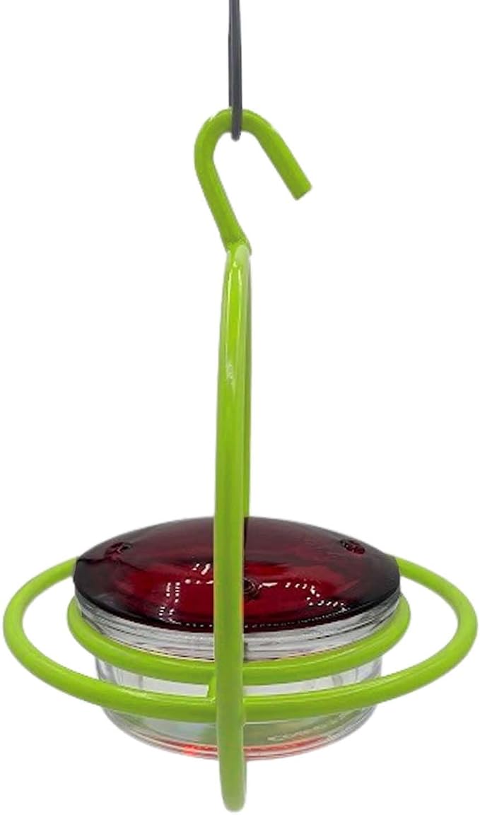 Hummingbird Feeder for Outdoors Hanging, 3.4 OZ Hummingbird Feeders, Glass Bowl with 4 Feeding Ports, Leak Proof Lid & Circular Perch, Bird Feeder (3, Lime)