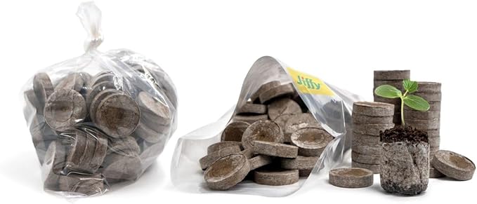 Jiffy Peat Soil Pellets Seed Starter Plugs - for Indoor Planting, Seedlings - 36 mm - Peat - 200 Count