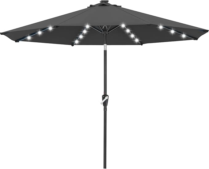 ABCCANOPY Durable Solar Led Patio Umbrellas with 32LED Lights 11FT (Deep Gray)