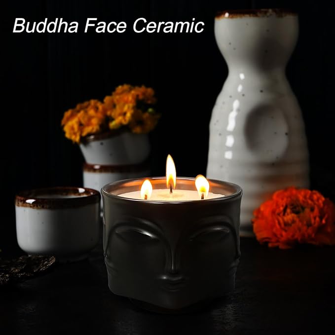 Outdoor Citronella Candle & Strong Eucalyptus & Rosemary 3 Wick Large Candle, 20oz, Ceramic, 100% Soy, for Patio Decor, Table Decor, Boho Decor, Home Decor, Beautiful Candle Jars