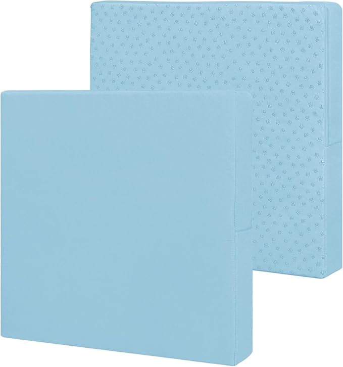 Easy-Going Waterproof Patio Cushion Covers ONLY Cover 27x25x5 inch 2 Pack Replacement Non-Slip Outdoor Seat Cushion Slipcover with Zipper. Light Blue