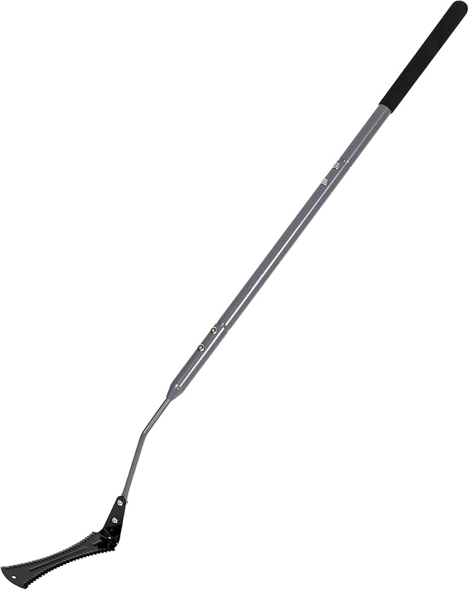 Walensee 48-Inch Grass Whip with Long Handle, Scythe with Double-Edged Serrated Steel Blade, Soft Rubber Grip, Cut Tall Grass and Overgrown Weeds in The Yard, Fields, and Ditches, Black, 1 Pack