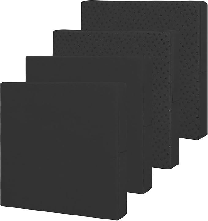 Easy-Going Waterproof Patio Cushion Covers ONLY Cover 22x22x4 inch 4 Pack Replacement Non-Slip Outdoor Seat Cushion Slipcover with Zipper. Black