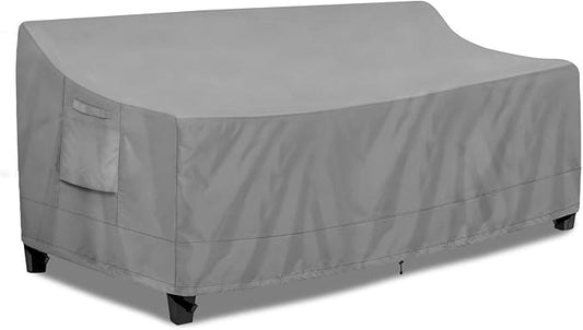 PureFit Outdoor Couch Cover Waterproof Patio Sofa Furniture Covers, 4-Seater Outdoor Cover with Air Vent and Handles, 104W x 40D x 35H Inches, Gray