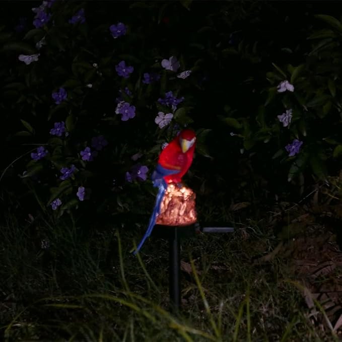 Parrot Decor Garden Solar Light Cute Figurine Animal Outdoor Stakes Decorative Waterproof LED Decorations for Patio Yard Decoration Porch Lawn Ornaments Red