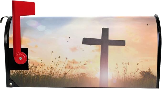 ZZKKO Mailbox Decor Autumn Sunrise Cross Mailbox Covers Magnetic Seasonal Colorful Pattern Home Houses Letter Box Cover Decorations,20.8x18 Inch Standard Size,Multicolor