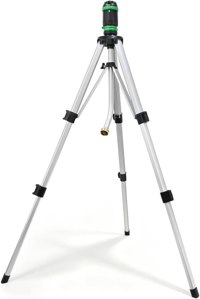 RESTMO Gear Drive Sprinkler with Tripod Base, 5-Pattern Multi-Adjustable Lawn Sprinklers for Yard, Heavy Duty Watering System for Garden Plant, Flower Bed and Large Area Watering