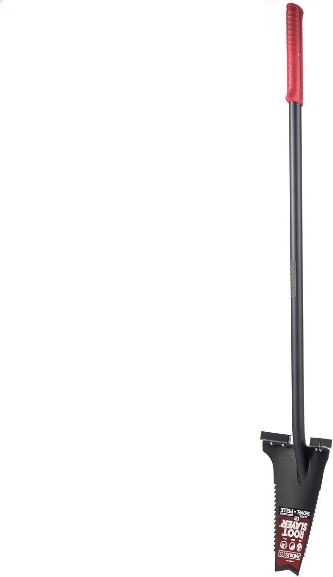 Root Slayer RS241 Heavy Duty All Steel Long Handle Garden Shovel for Digging and Landscaping, Durable Spade, Black