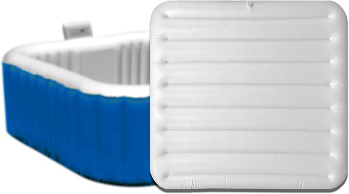 Inflatable Hot Tub Cover for Square Hot Tub Spa Cushion Support, Universal 57x57in Inflatable Cover Square Top Lid, Dustproof Rainproof Insulated Energy Saving Lid，Spa Covers for Hot Tub