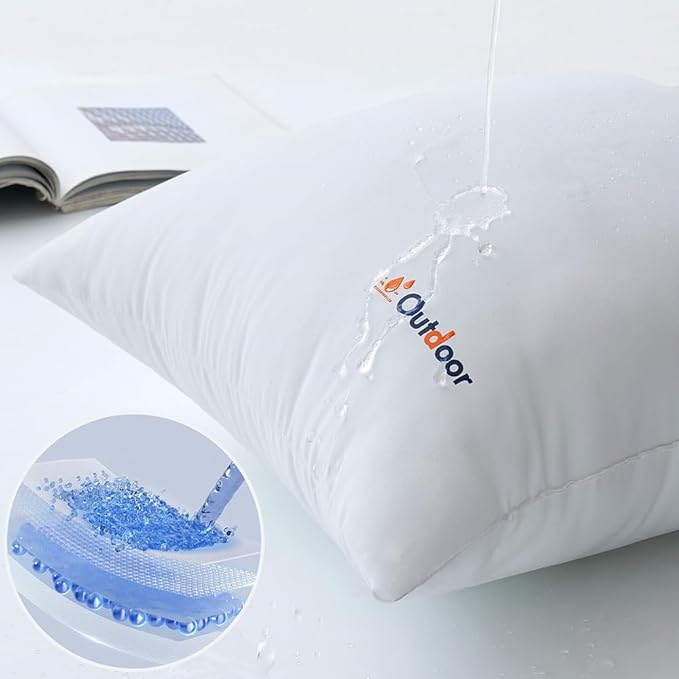 MIULEE Outdoor Pillows Set of 4 16x16 Waterproof Throw Pillow Inserts, Decorative Water Resistant Pillow Cushion for Patio and Garden