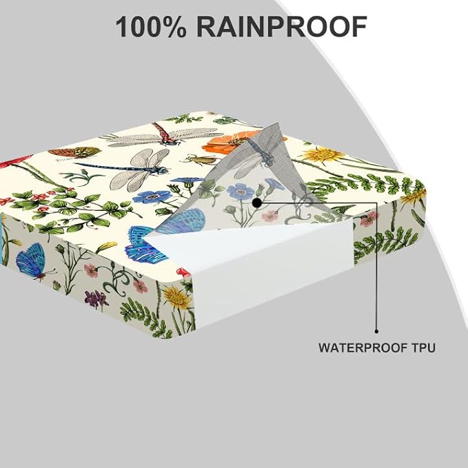 All Smiles 24x24 Outdoor Chair Cushions, 4 Inch Thick Deep Seat Patio Cushions for Chairs, UV Water Resistant Farmhouse Garden Cushions with Removable Back Cushion, Washable Deck Cushionsck