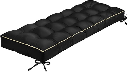 Outdoor Bench Cushion, Tufted Patio Seat Pad for Garden Bench, Porch Swing, Indoor/Outoor Furniture (Black, 36X14X4 inch)