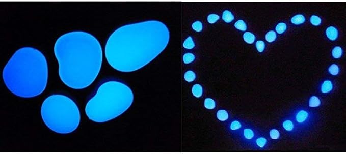 Glow in the Dark Garden Pebbles Stone for Walkway Yard and Décor (Blue 200Pcs)