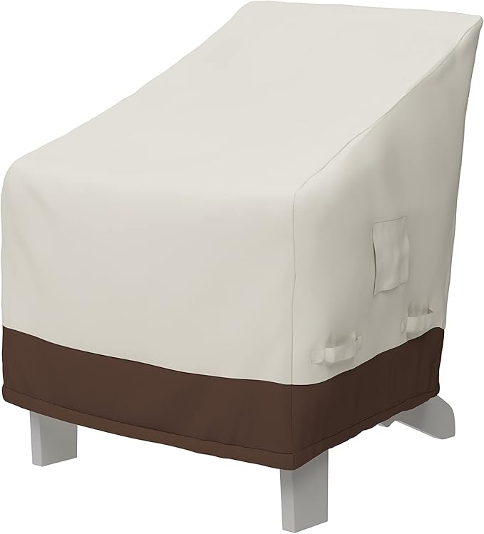 Amazon Basics Outdoor Patio Furniture Cover For Adirondack Chair, Waterproof, Anti-UV, Weather Resistant, All Weather Protection, Beige/Tan
