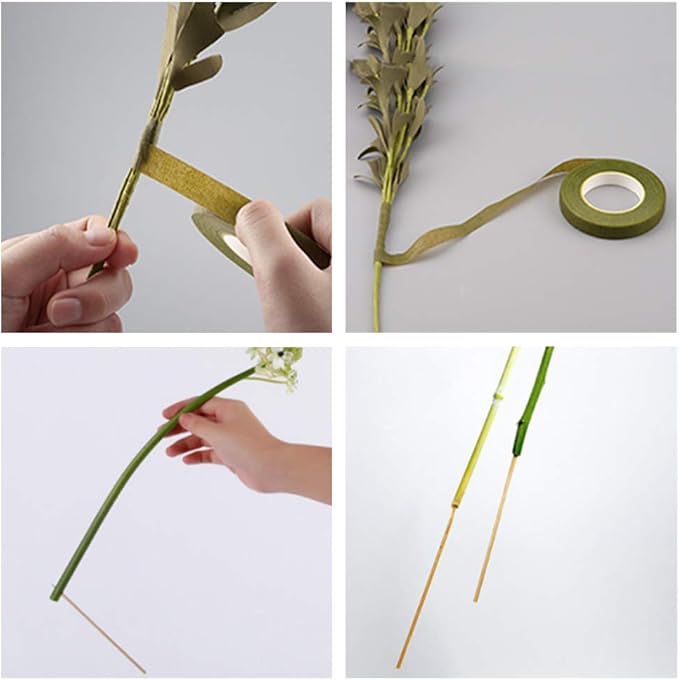 WANDIC Flower Arrangement Kit, Set of 51, Round Flower Holders, Ceramic Flower Pot, Kenzan Needle Cleaning Pin & Rake, Floral Stems and Floral Tape for Flower Arranging Art