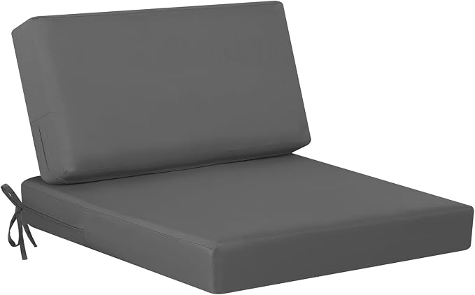idee-home Outdoor Chair Cushions for Patio Furniture, Outdoor Seat Cushion | Waterproof Hampton Bay Deep Seat Replacement Couch Cushions for Garden Backyard 26.5 x 26.5 Dark Grey