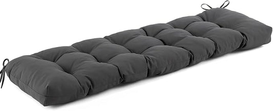 IASEAHK Outdoor Bench Cushion 59x18x5 Inch, Waterproof & Fade-Resistant Patio Furniture Cushions, Tufted Memory Foam Indoor/Outdoor Cushions for Couch Swing with Non-Slip Backing & Straps, Dark Grey