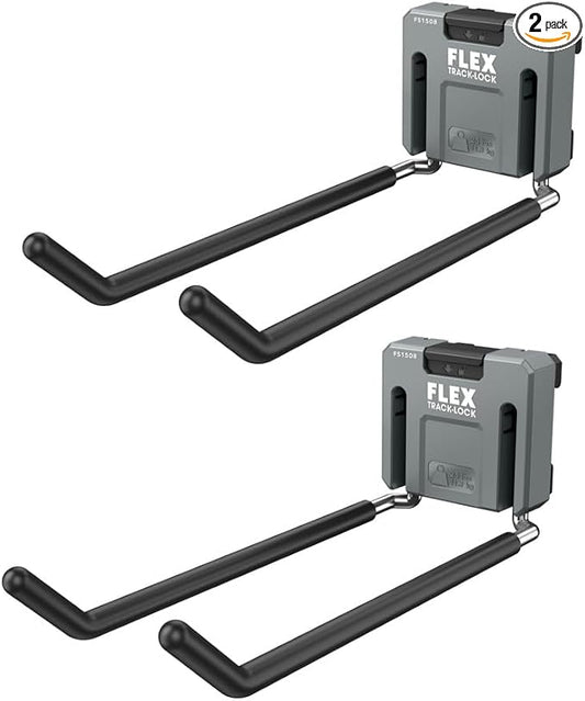 FLEX Track-Lock Wall Mount Storage System Large Folding Dual Straight Hook 2 Pack - FS1508-2