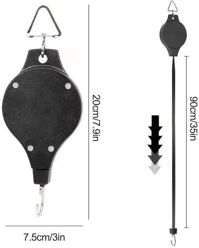 Generic Heavy Duty Adjustable Plant Hanger 6 Pack, Retractable Pulley System for Easy Height Adjustment, Ideal for Indoor and Outdoor Hanging Baskets, Pots, and Bird Feeders - Durable Black Finish