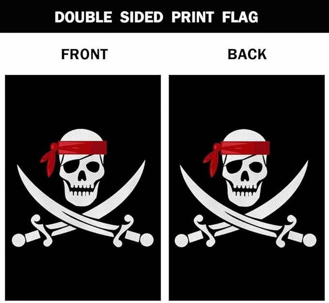 AOYEGO Pirate Flag House Flag 28 x 40 Inch Large Vertical Double Sided Jolly Roger Skull With Crossed Bones Seasonal Outside Décor for Garden Yard Farmhouse Flags
