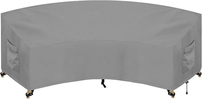 PureFit Outdoor Sectional Sofa Cover Waterproof Curved Patio Furniture Covers for Deck, Lawn and Backyard, 90Lx34Dx32Hx46FL, Grey