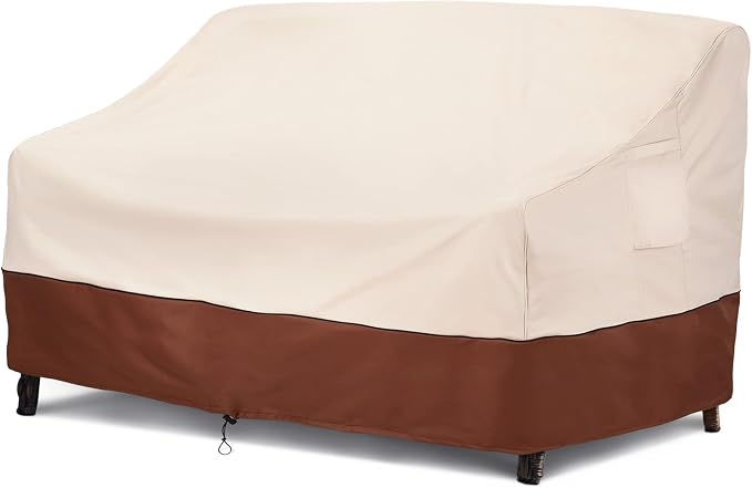 COSFLY Patio Furniture Covers Waterproof for Sofa, Outdoor Loveseat Cover Heavy Duty Fits up to 85W x 37D x 35H inches Brown
