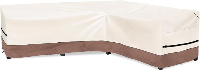 okcool Outdoor Sectional Cover,L-Shaped Patio Furniture Covers for 6-Seater Outdoor Sectional Furniture Couch 110"(85''L) x 32''D x 31''H, Beige & Brown