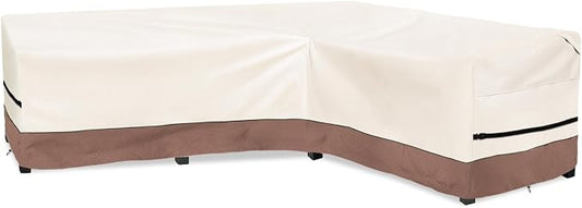 okcool Outdoor Sectional Cover,L-Shaped Patio Furniture Covers for 6-Seater Outdoor Sectional Furniture Couch 110"(85''L) x 32''D x 31''H, Beige & Brown