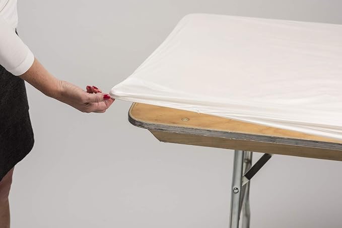 Kwik-Covers 6' Rectangle Plastic Table Covers 30" x 72", Bundle of 5 (Metallic Silver)
