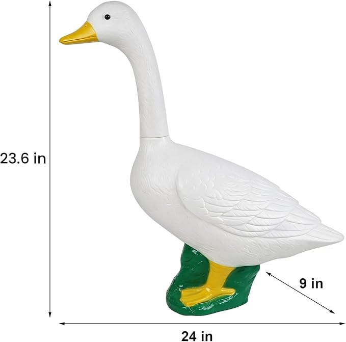 23 Inch White Large Goose Garden Statue, Plastic Geese Figurine with Posable Adjustable Neck Design, Weatherproof for Yard Art Lawn Patio Porch Farmhouse Indoor Outdoor Home Decor