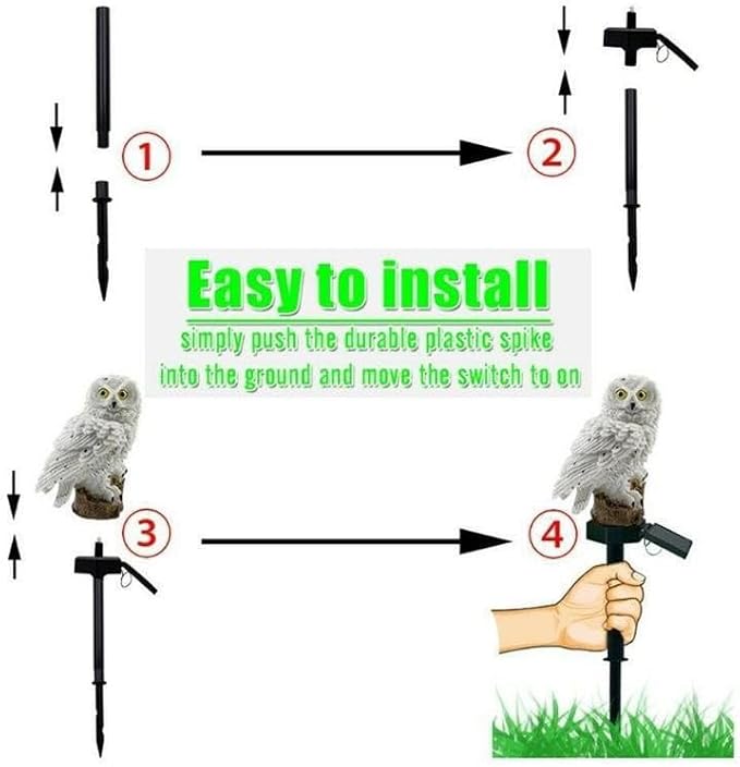 Owl Figure Solar LED Lights, Resin Garden Waterproof owl Figurine with Stake for Outdoor Yard Pathway. (Brown)