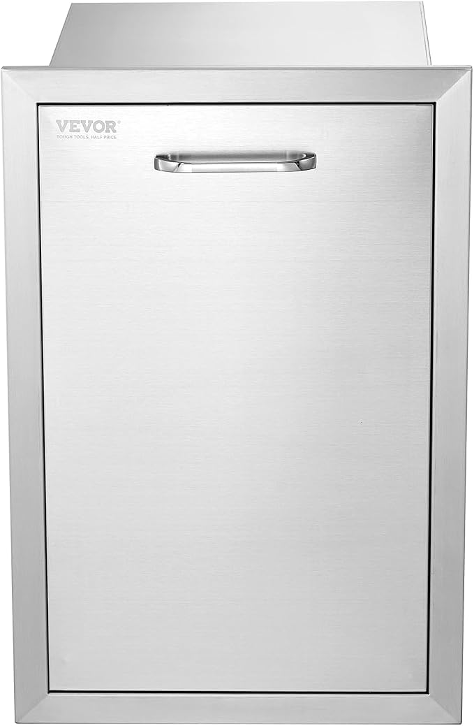 VEVOR Outdoor Kitchen Trash Drawer 16"W x 24.4"H x 16"D Inch, Outdoor Kitchen Propane Tank Drawer, Stainless Steel Pull Out Trash Drawer, with Handle for BBQ Island Trash Bin, Trash Can Pull Out