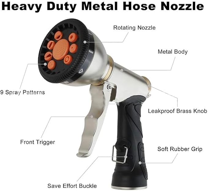 Expandable Garden Hose 50 ft with 10 Function Nozzle Sprayer, Lightweight Flexible Water Hose with Durable Collapsible Latex Core & Solid Brass Fittings,Kink Free,Leak-Proof,Retractable Stretch Hose